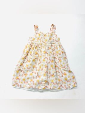 Cynthia Rowley Sunshine Rainbow Print Girls' Sundress Yellow Cutout Back Dress